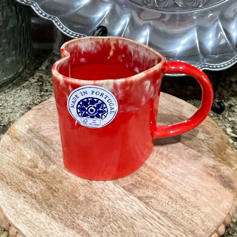 Vagos Portugal handcrafted drip Heart shaped mug  - New!  No two are alike!